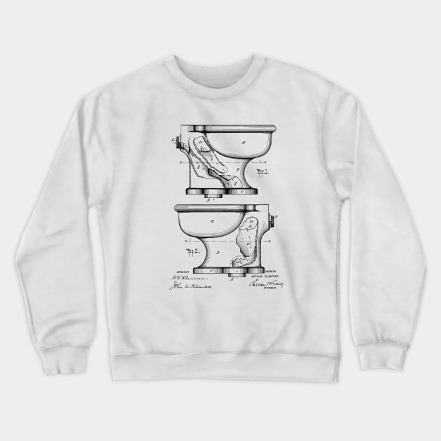 Toilet Bowl Vintage Patent Hand Drawing Crewneck Sweatshirt by skstring